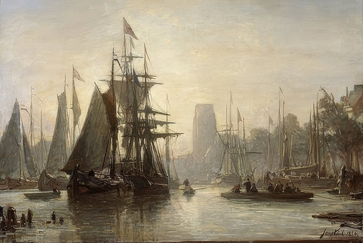 Rotterdam limanı. 1856 by Johan Barthold Jongkind