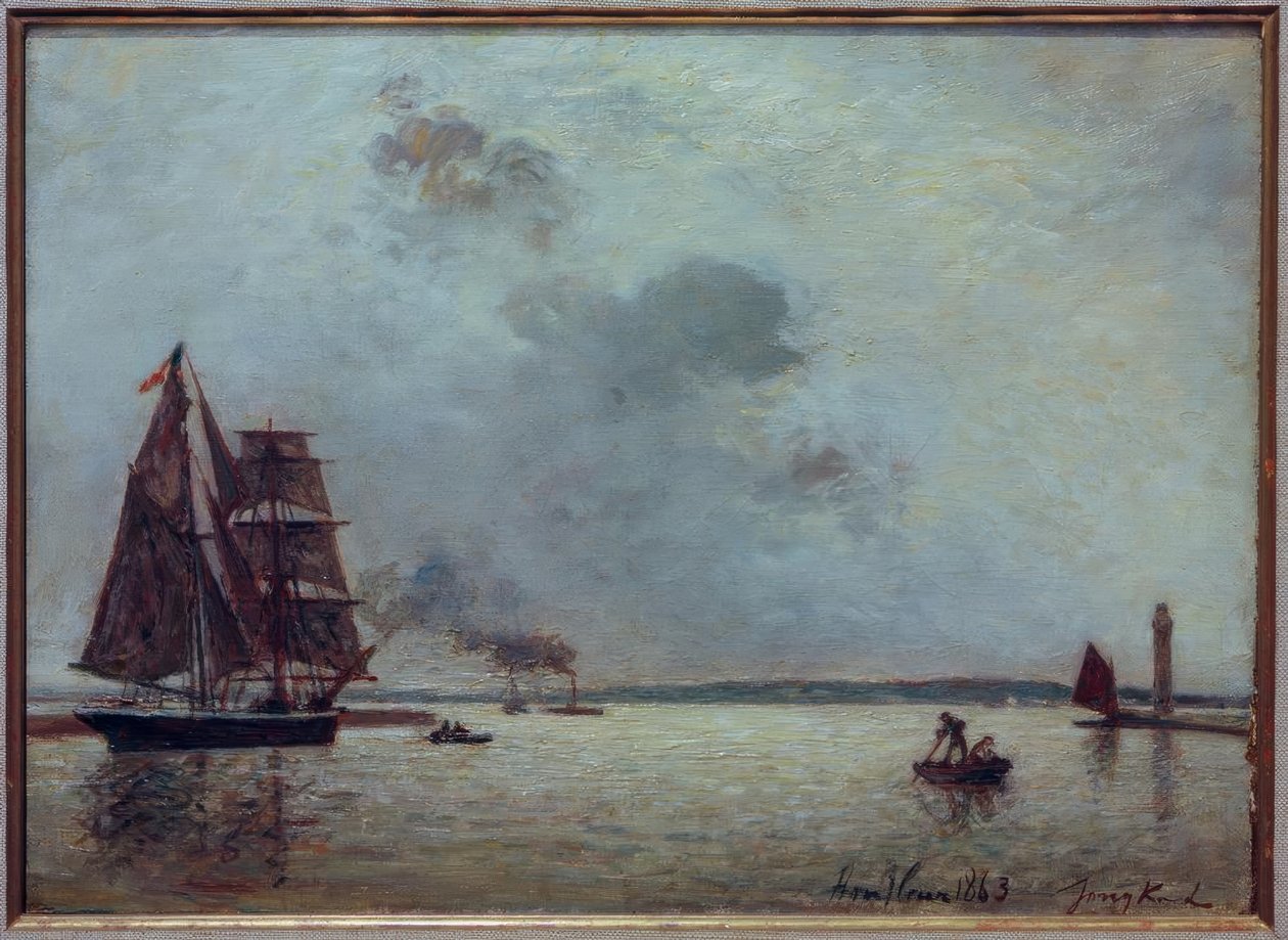 Güneş doğarken Honfleur limanına girmek by Johan Barthold Jongkind