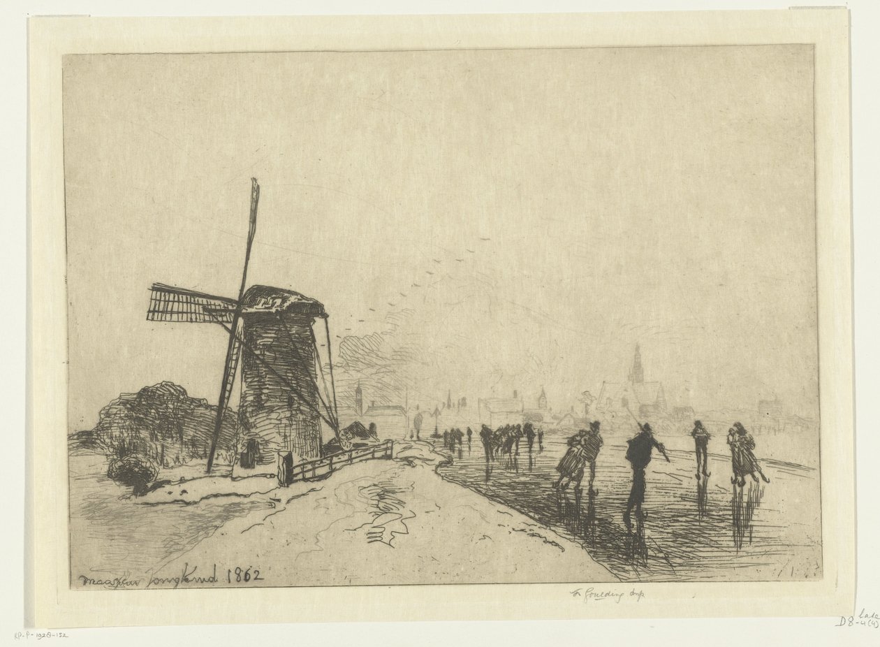 Maassluis Vue de la ville de Maaslins'in görünümü (Hollande) (nesne üzerindeki başlık) by Johan Barthold Jongkind