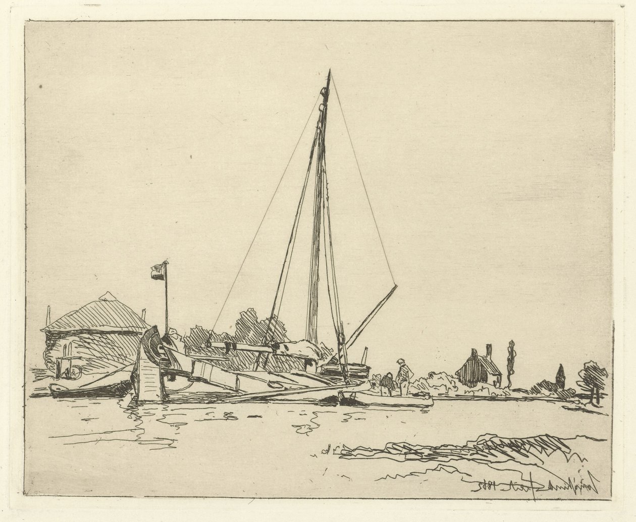 demirleyen gemi Altı Hollandalı yüz (dizi başlığı) by Johan Barthold Jongkind