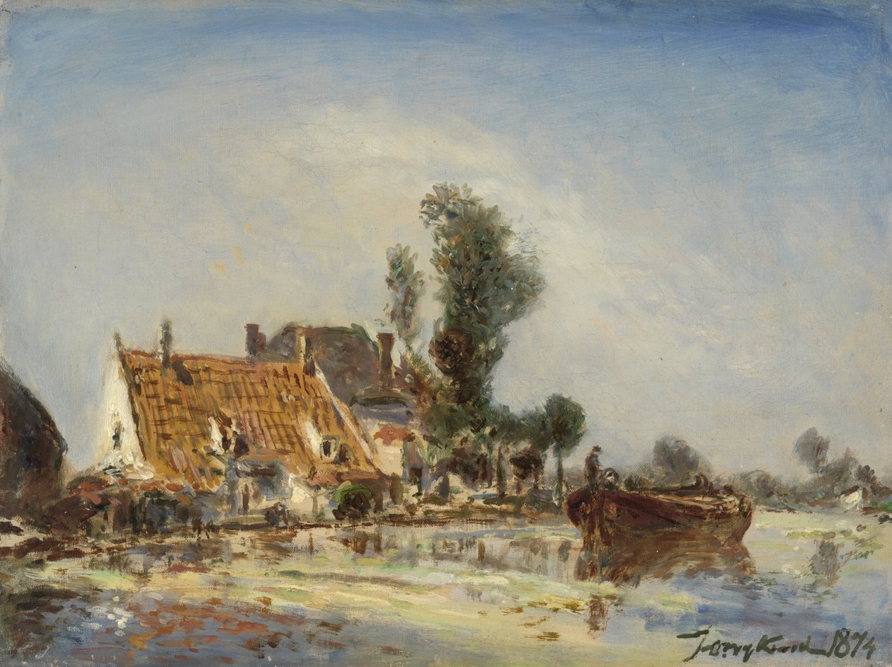 Crooswijk yakınlarındaki Su Yolundaki Evler by Johan Barthold Jongkind