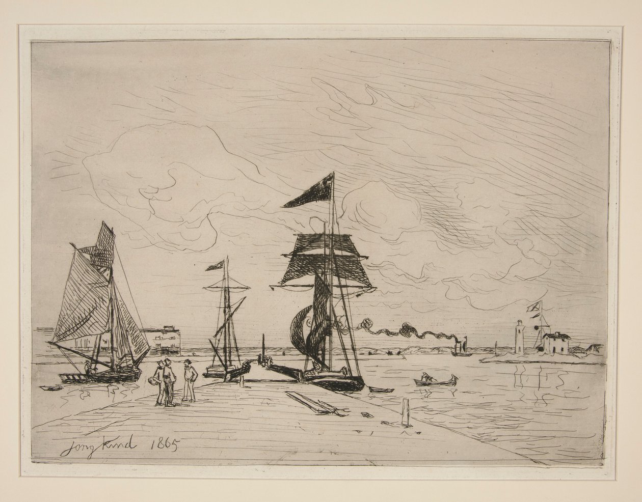 Honfleur Limanı'ndaki Ahşap İskele by Johan Barthold Jongkind
