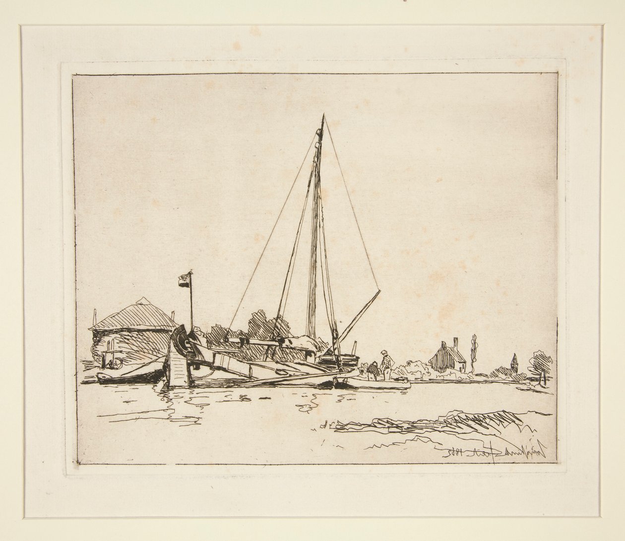 La Barque amarr?e (Demirli Tekne) by Johan Barthold Jongkind