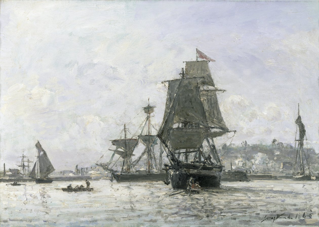 Honfleur'da Büyük Yelkenli Tekneler by Johan Barthold Jongkind