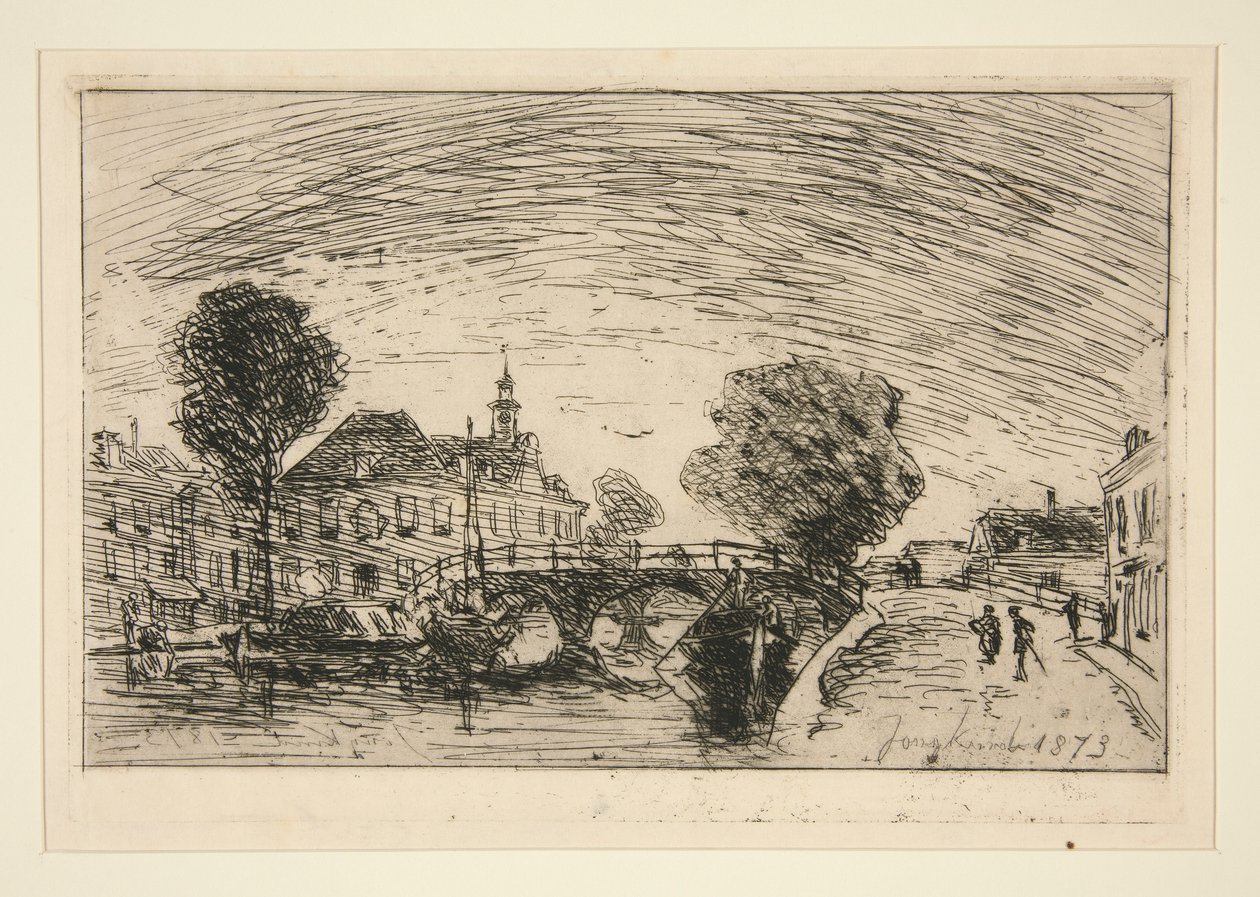 Kanal üzerindeki köprü by Johan Barthold Jongkind