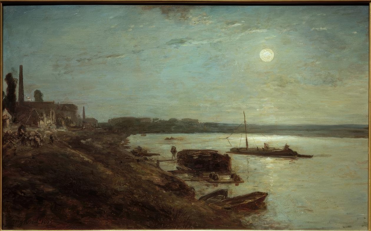 Seine üzerinde ay ışığı by Johan Barthold Jongkind