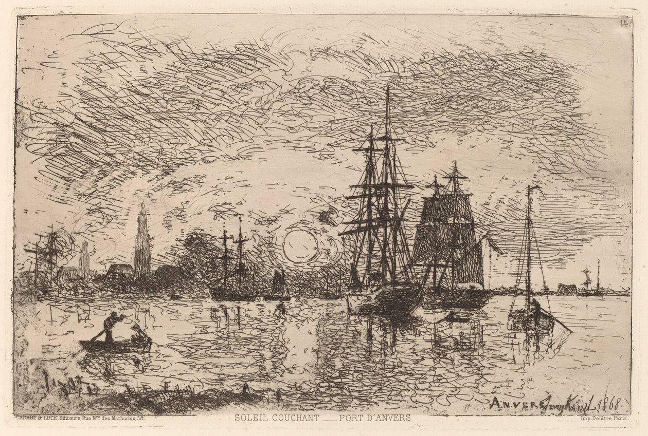 Anvers Limanı Üzerinden Batan Güneş by Johan Barthold Jongkind