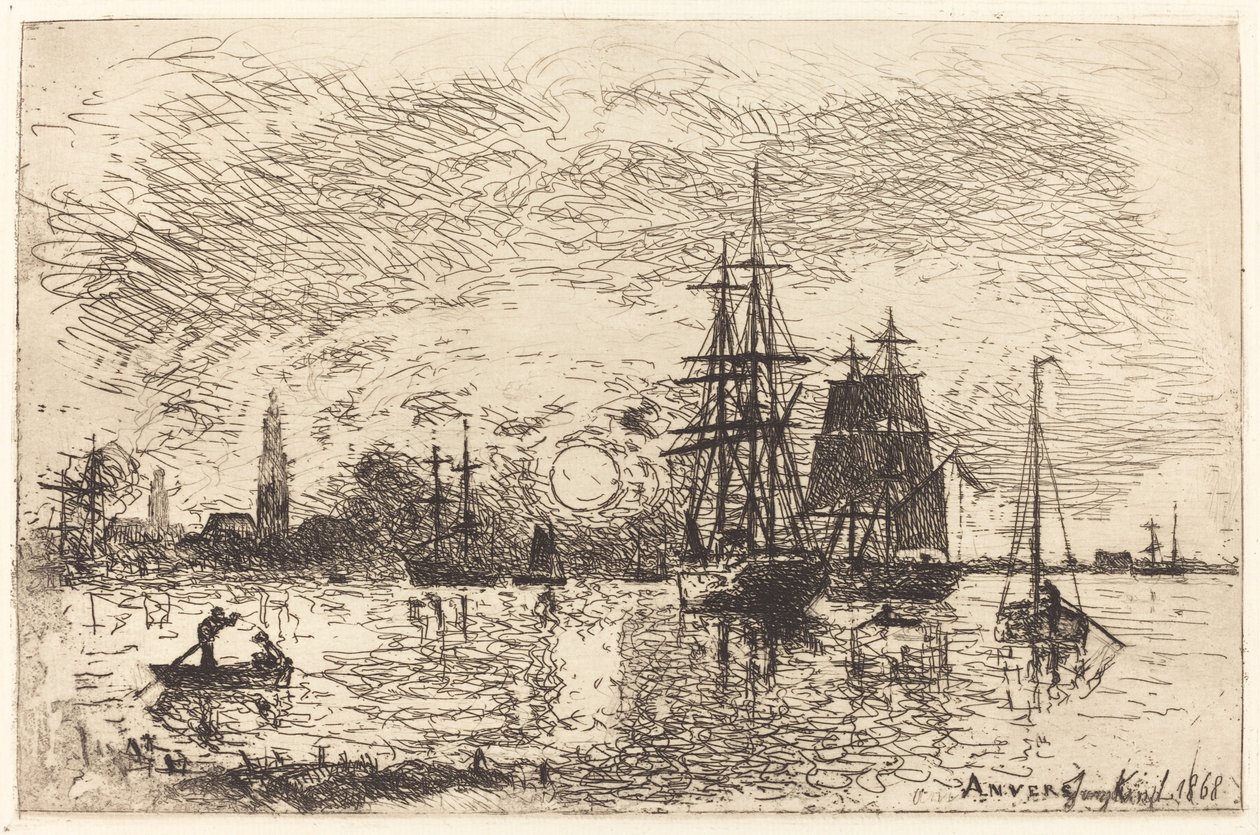Gün Batımı, Antwerp Limanı by Johan Barthold Jongkind