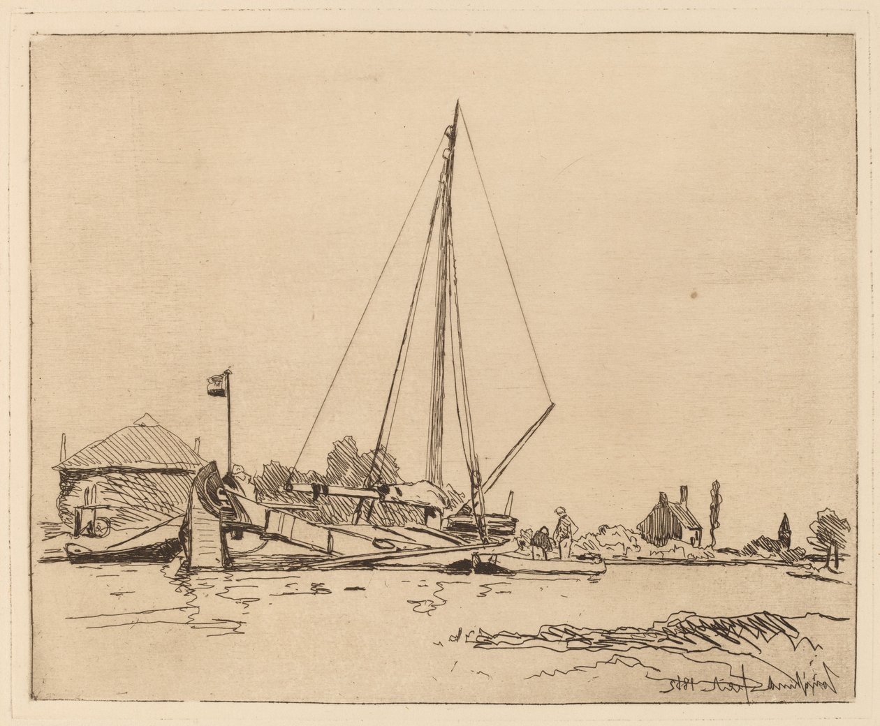 Demirli Tekne (La Barque amarree) by Johan Barthold Jongkind