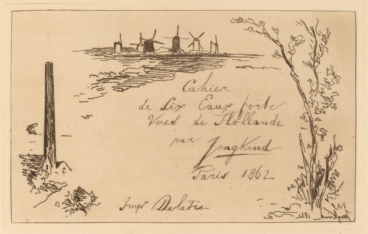 Başlık Sayfası (Altı gravürden oluşan defterin adı) by Johan Barthold Jongkind