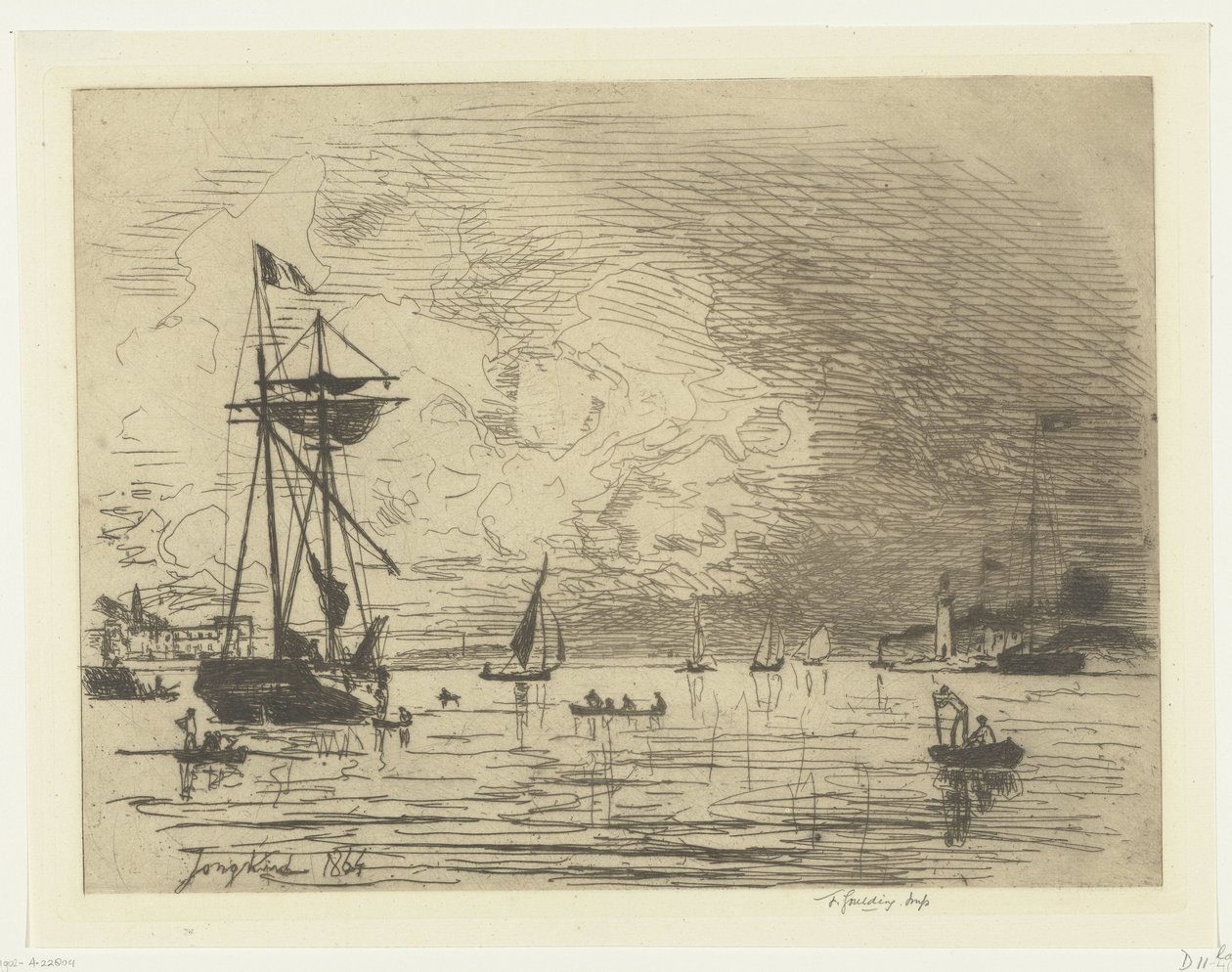 Honfleur liman çıkışı Sortie du port de Honfleur (nesne üzerindeki başlık) by Johan Barthold Jongkind