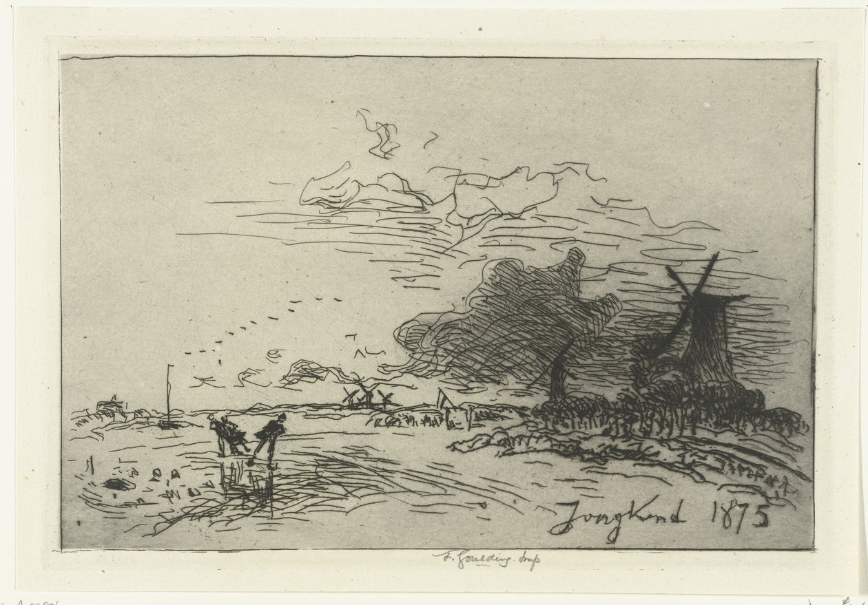 Rotterdam yakınlarında kış manzarası by Johan Barthold Jongkind