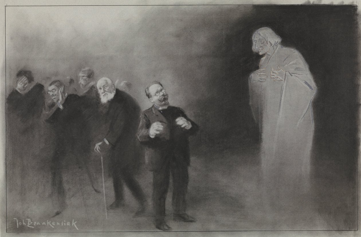 De Amsterdammer'de gösterim için tasarım: den Stadschouwburg'un Yeni Yıl dileğinde Schimmel'in unutulması, 13 Ocak 1907 by Johan Braakensiek