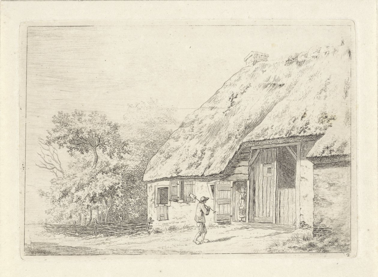 Bir çiftlikte bir kürek olan adam by Johan Christiaan Willem Safft