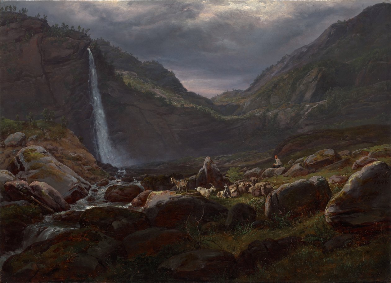 Feige Şelalesi (Feigefossen), Lysterfjord, Norveç by Johan Christian Dahl