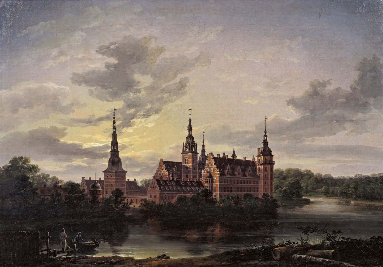 Ay ışığında Frederiksborg Kalesi, 1817. by Johan Christian Dahl