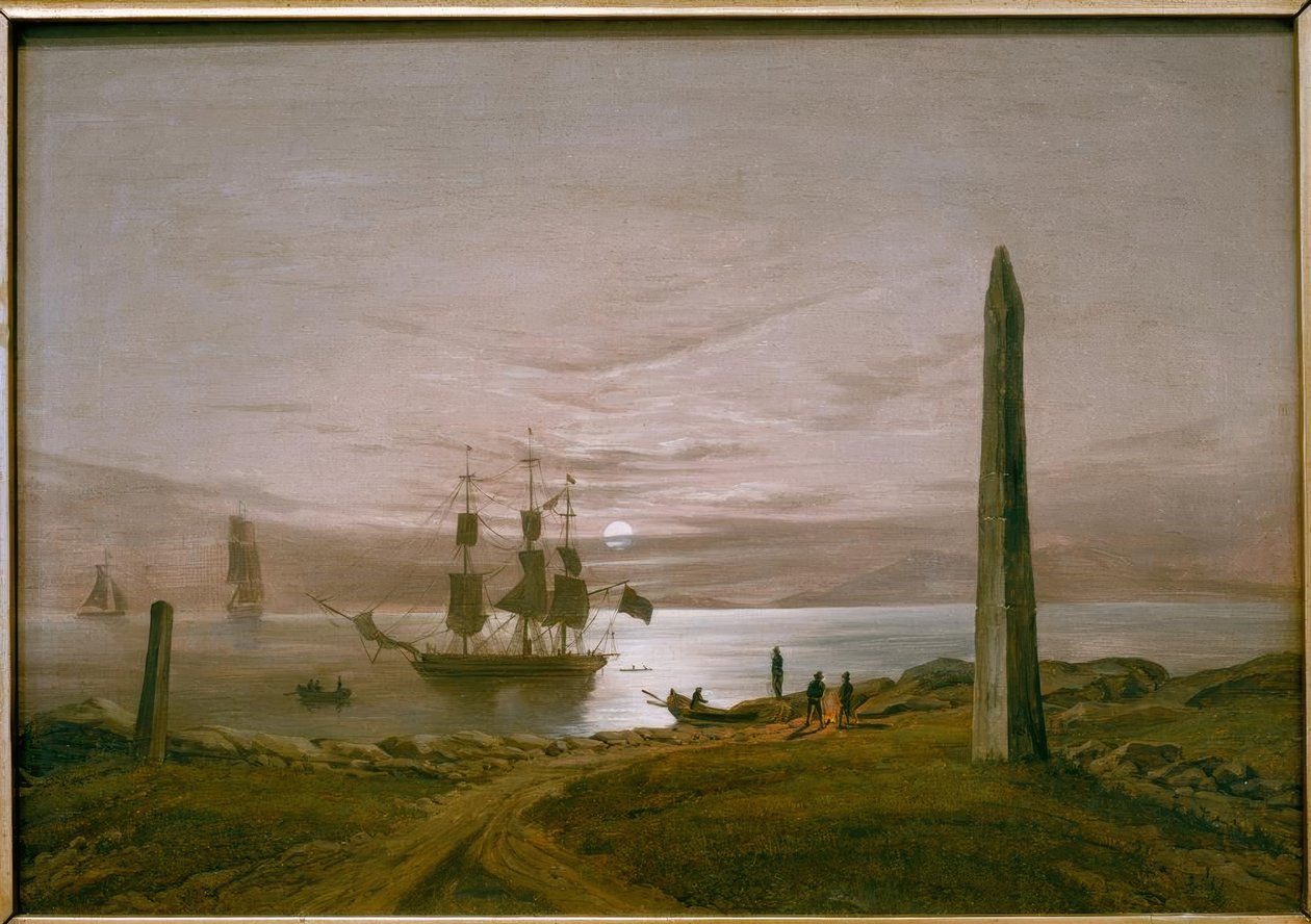 Ay ışığında fiyort manzarası by Johan Christian Dahl