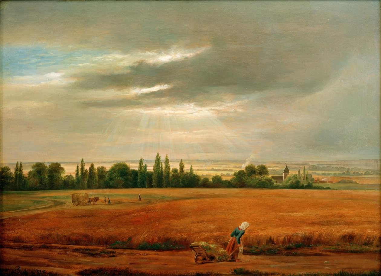 Dresden yakınlarındaki tahıl tarlaları by Johan Christian Dahl