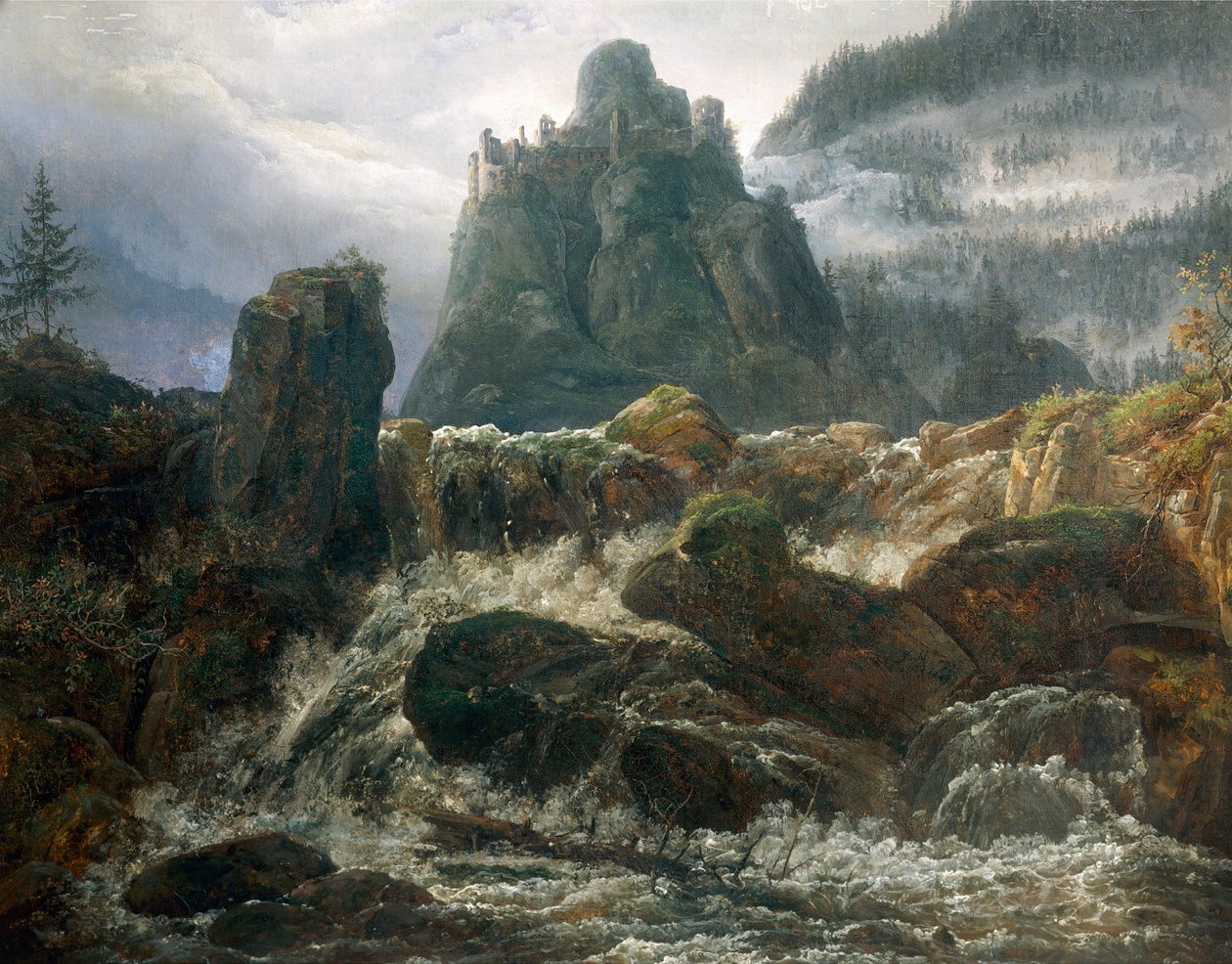 Johan Christian Clausen Dahl (1788-1857) tarafından boyanmış, sel ile romantik kalıntılar. by Johan Christian Dahl