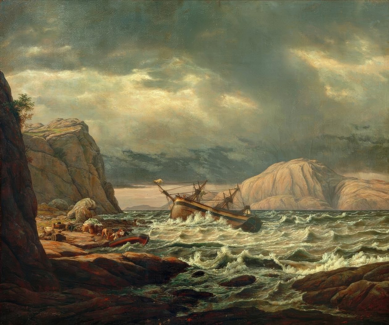Norveç kıyısında gemi enkazı by Johan Christian Dahl