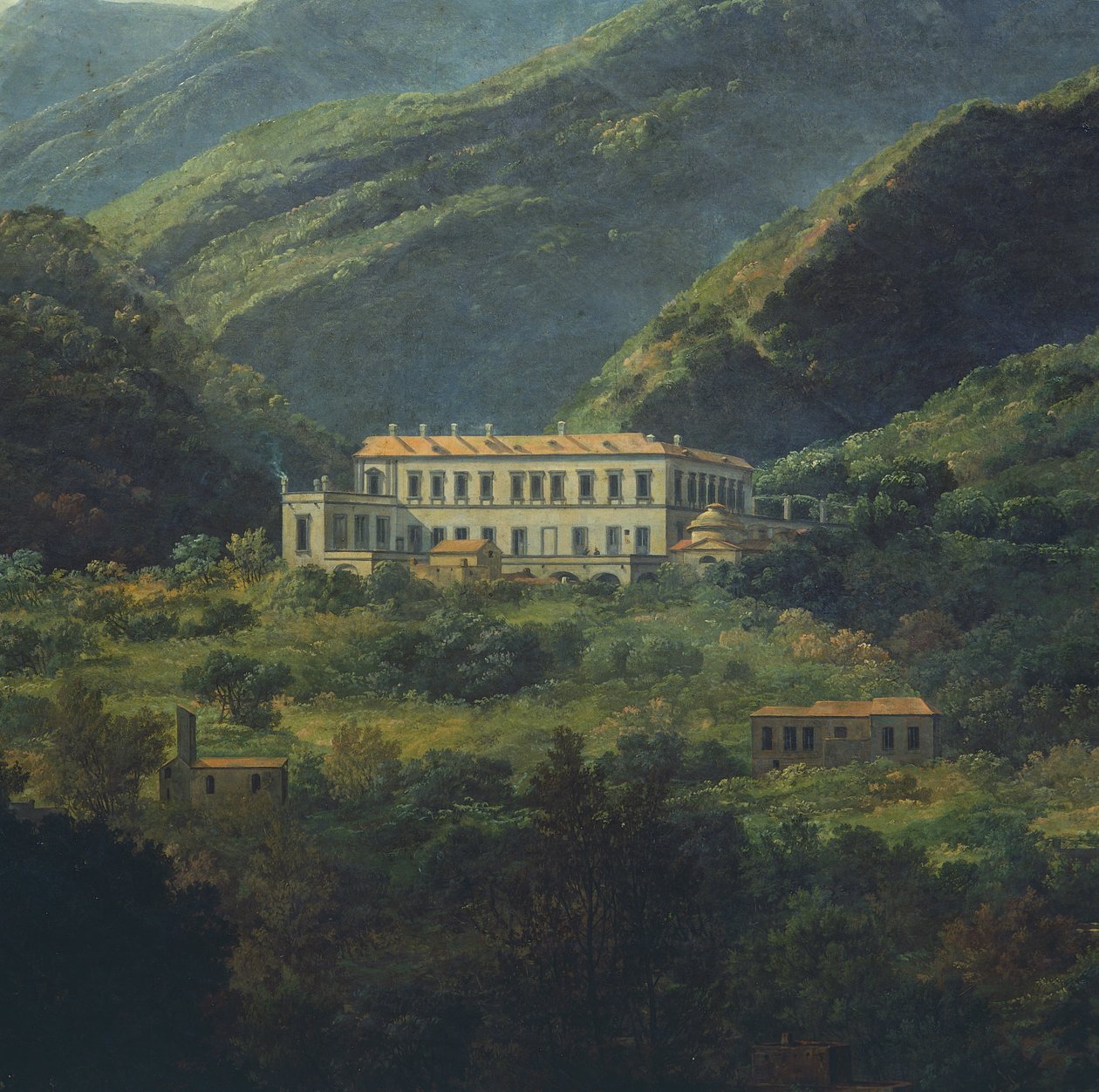 Napoli yakınlarındaki Quisisana Kraliyet Sarayı, Johan Christian Clausen Dahl (1788-1857), İtalya by Johan Christian Dahl