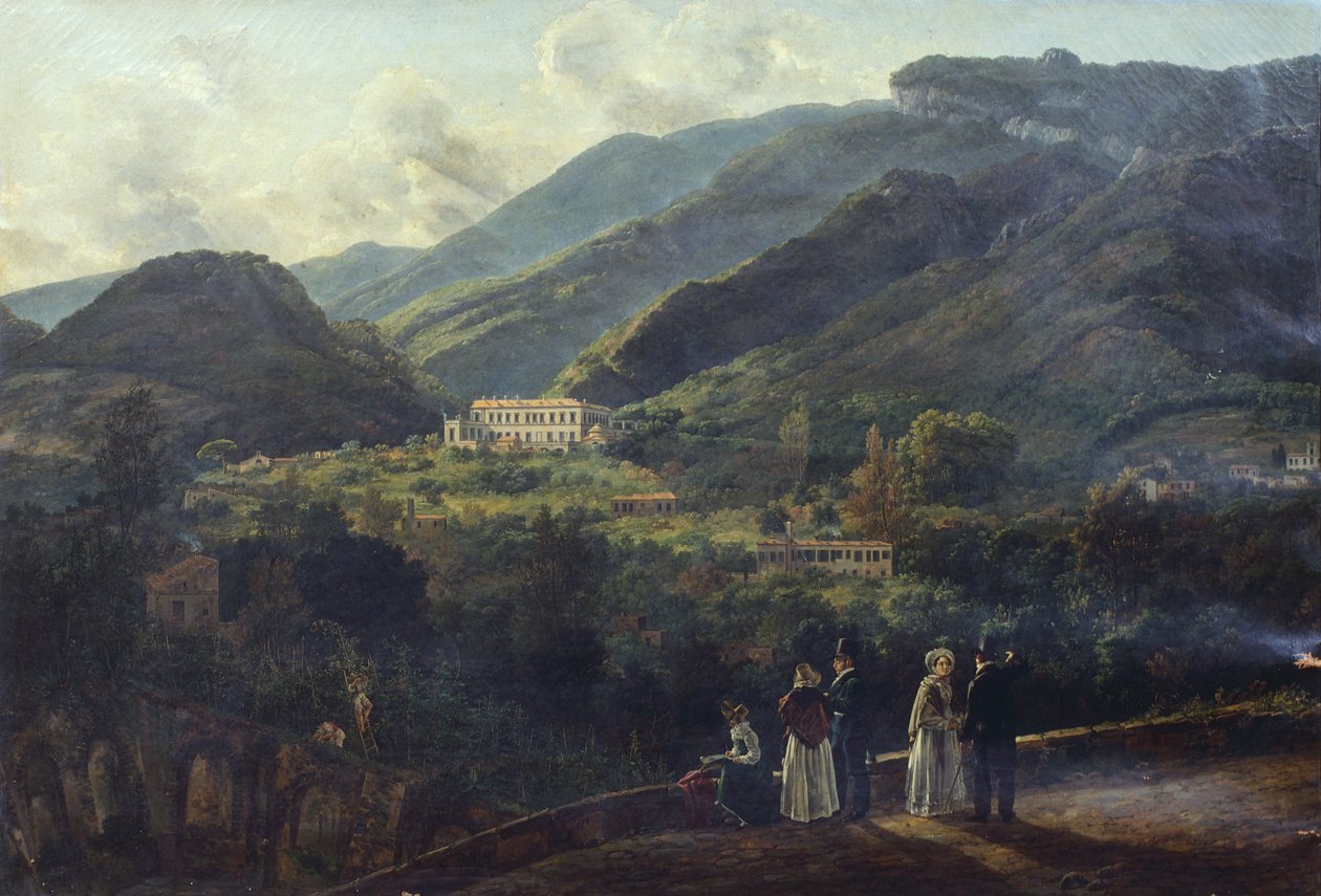 Napoli yakınlarındaki Quisisana Kraliyet Sarayı, Johan Christian Clausen Dahl (1788-1857), İtalya by Johan Christian Dahl