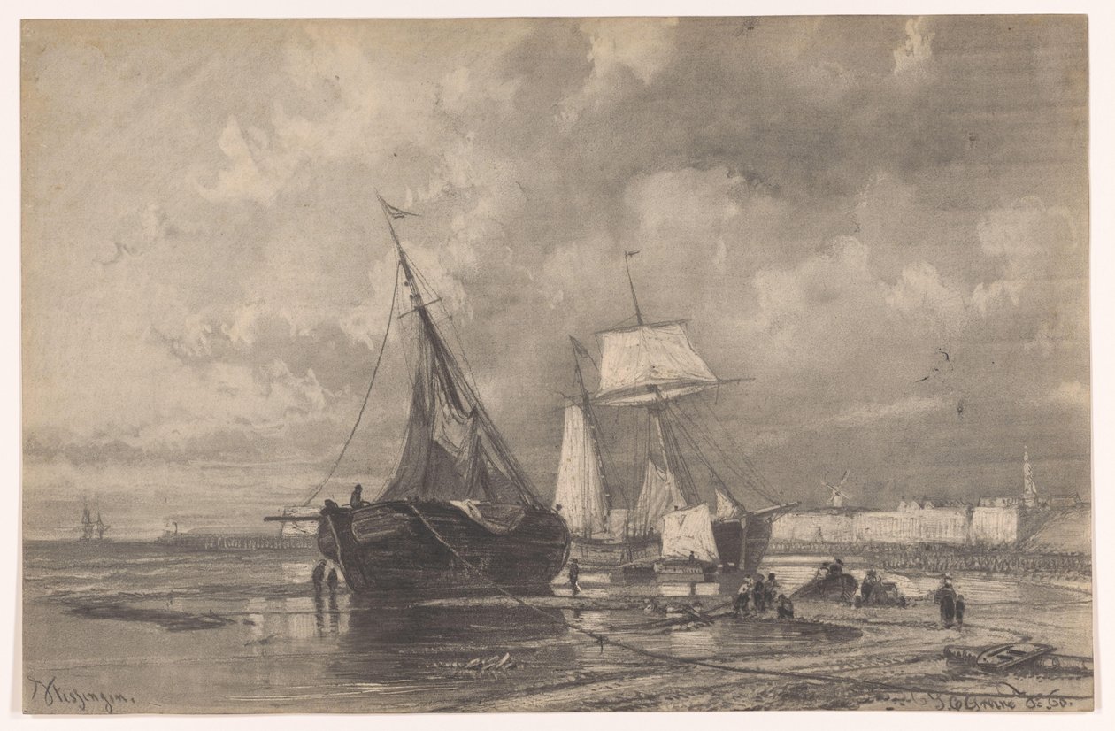 Vlissingen (nesne üzerindeki orijinal başlık) by Johan Conrad Greive (signed by artist)