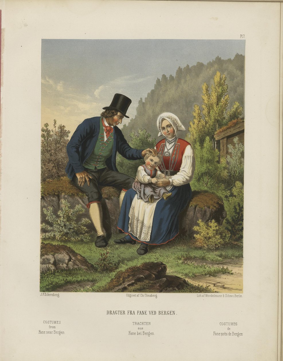 Yazarı bilinmeyen ve Chr. Tønsberg tarafından yayınlanan Selected Norveç Ulusal Kostümleri kitabından alınan çizim (no, [1861]) by Johan Fredrik Eckersberg