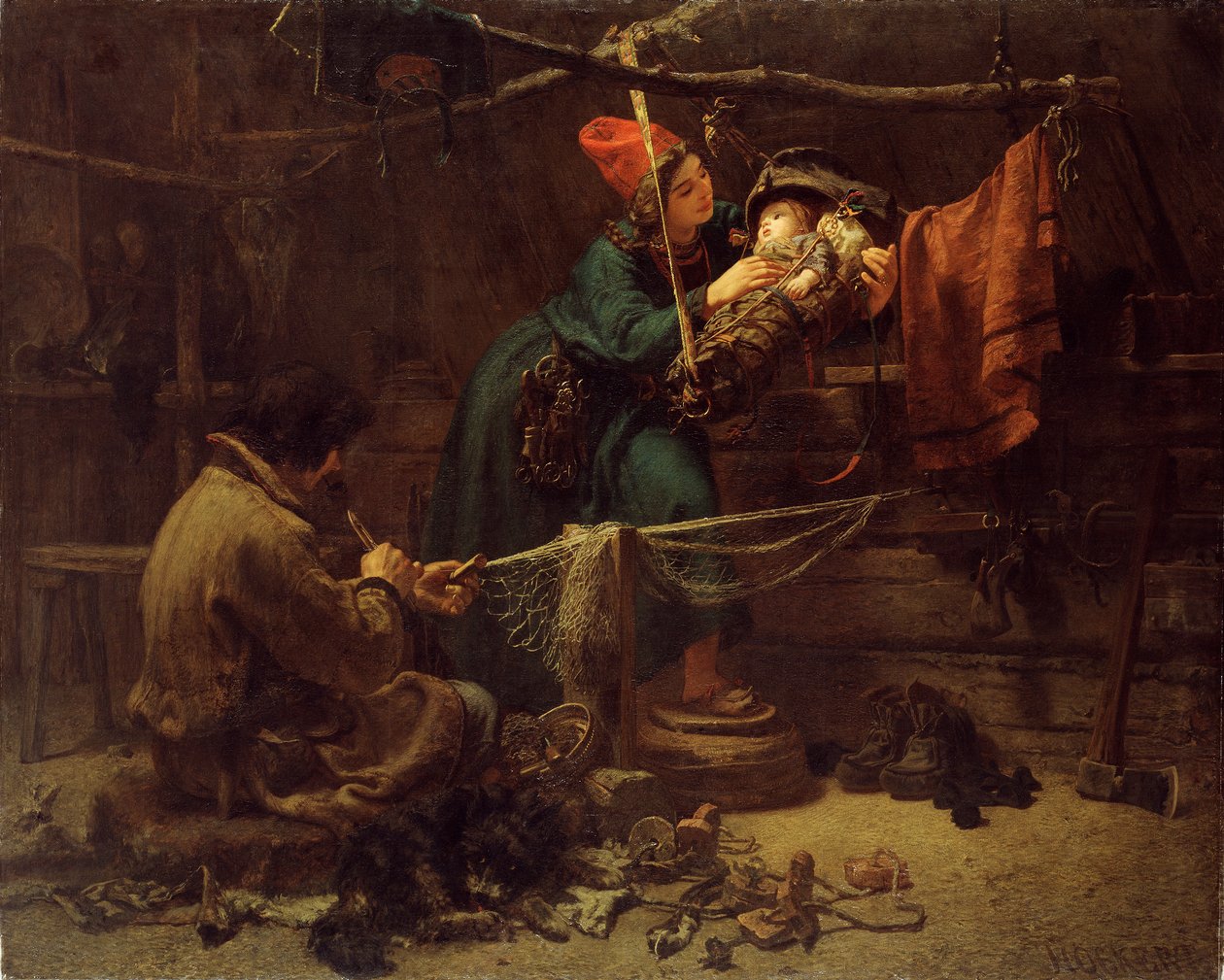 Bir Laponya Çadırının İçinde, 1857 by Johan Fredrik Hockert