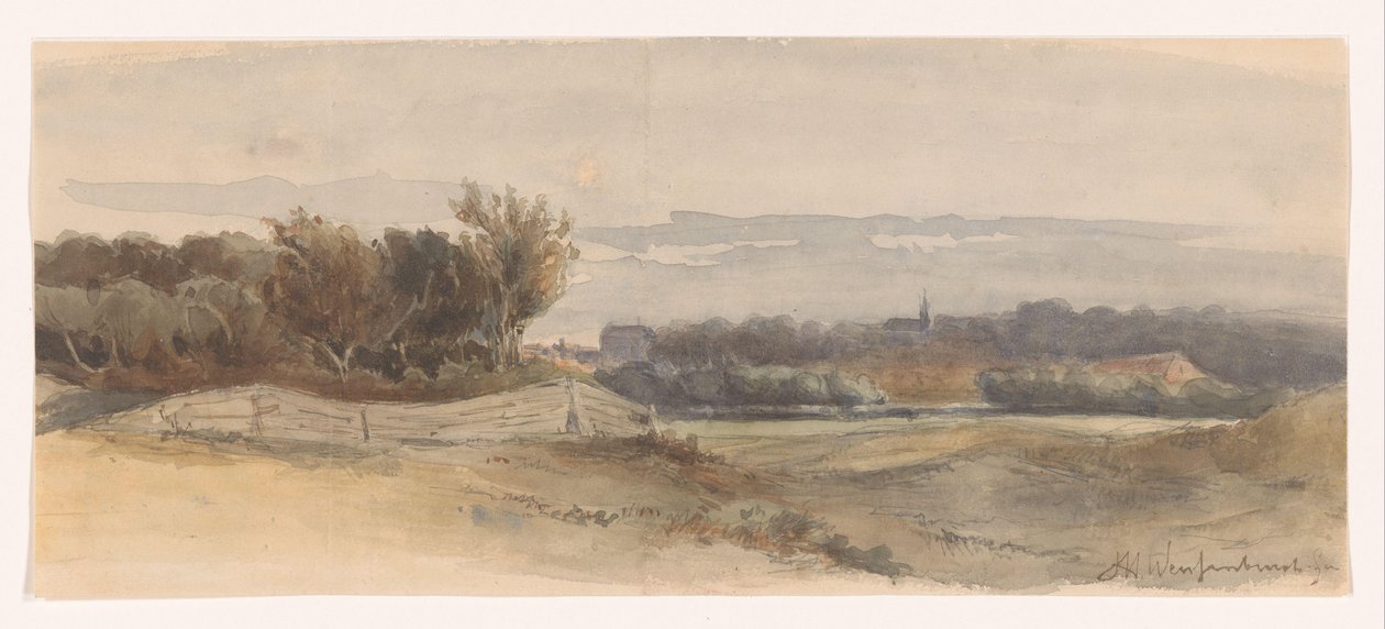Panoramik Manzara by Johan Hendrik Weissenbruch (signed by artist)