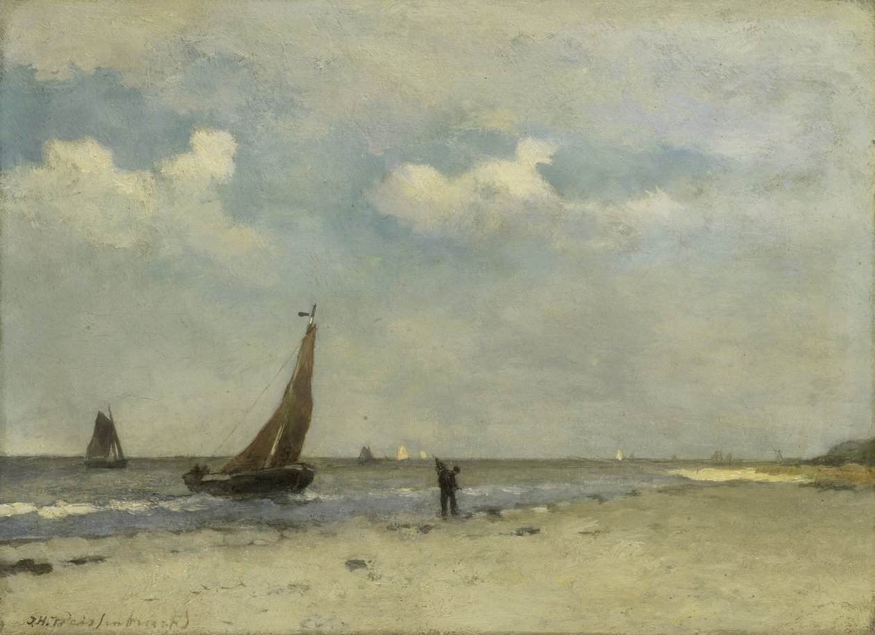 plaj sahnesi by Johan Hendrik Weissenbruch