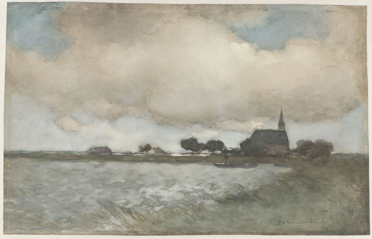 Noorden yakınlarındaki Noordse Dorp'taki kilisenin görünümü by Johan Hendrik Weissenbruch