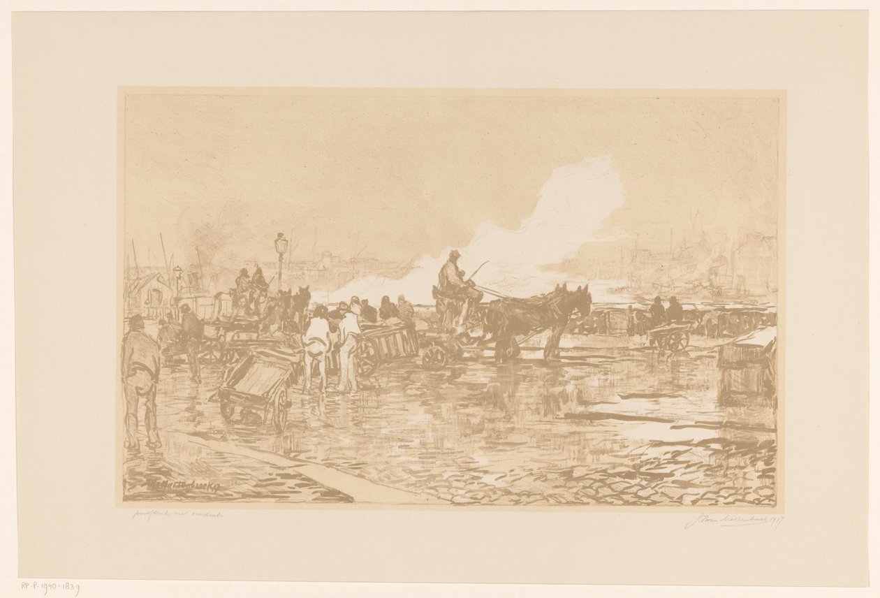 Rotterdam'da liman manzarası by Johan Hendrik van Mastenbroek (signed by artist)
