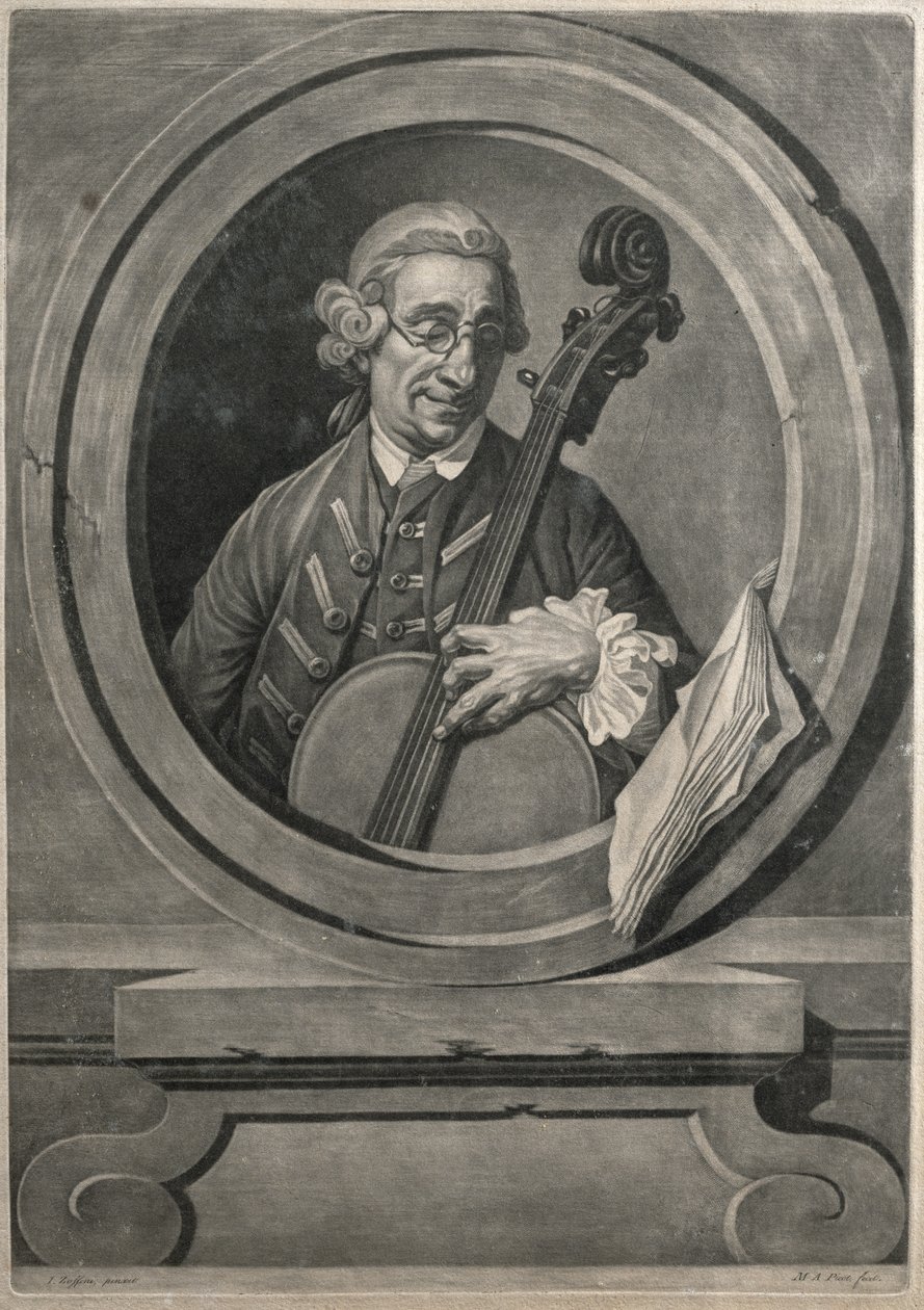 M.A. Picot tarafından oyulmuş bir müzisyenin portresi, muhtemelen Franz Joseph Haydn (1732-1809) by Johan Joseph Zoffany