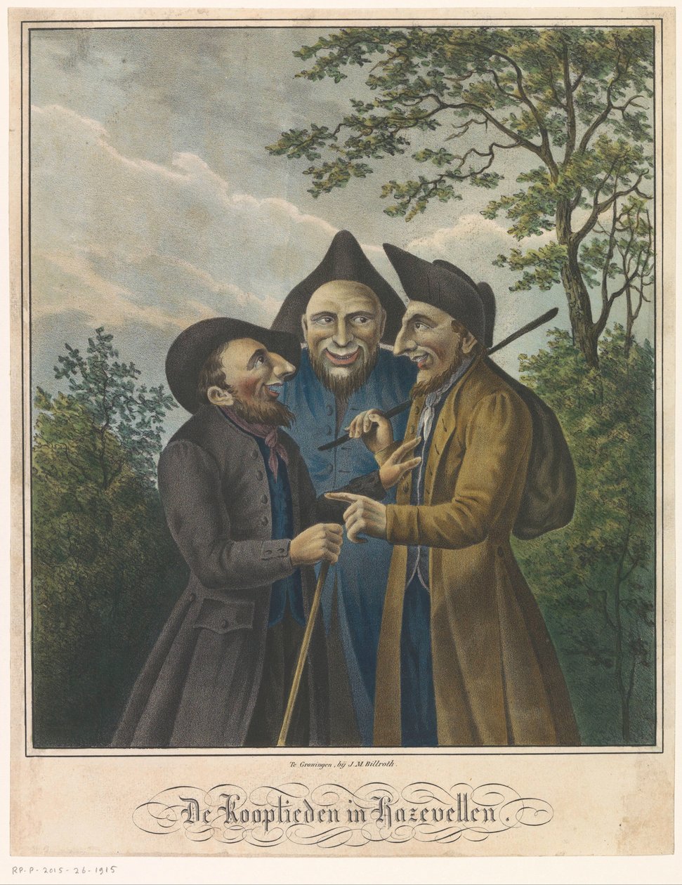 Üç Yahudi tüccar Fındıklı Tüccarlar (nesne üzerindeki başlık) by Johan Martin Billroth (possibly)