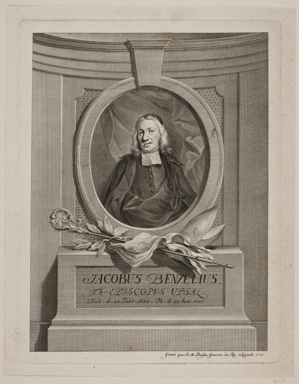Piskopos Jacob Benzelius by Johan Martin Preisler