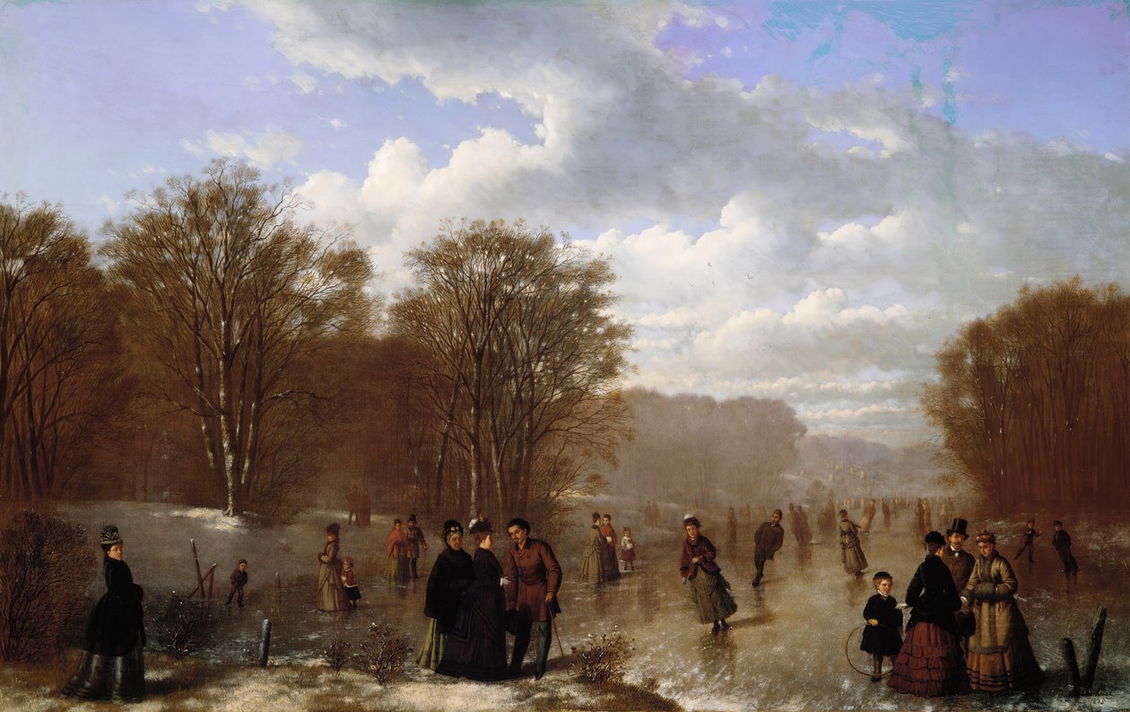 Wissahickon'da paten kaymak, 1875. by Johan Mengels Culverhouse
