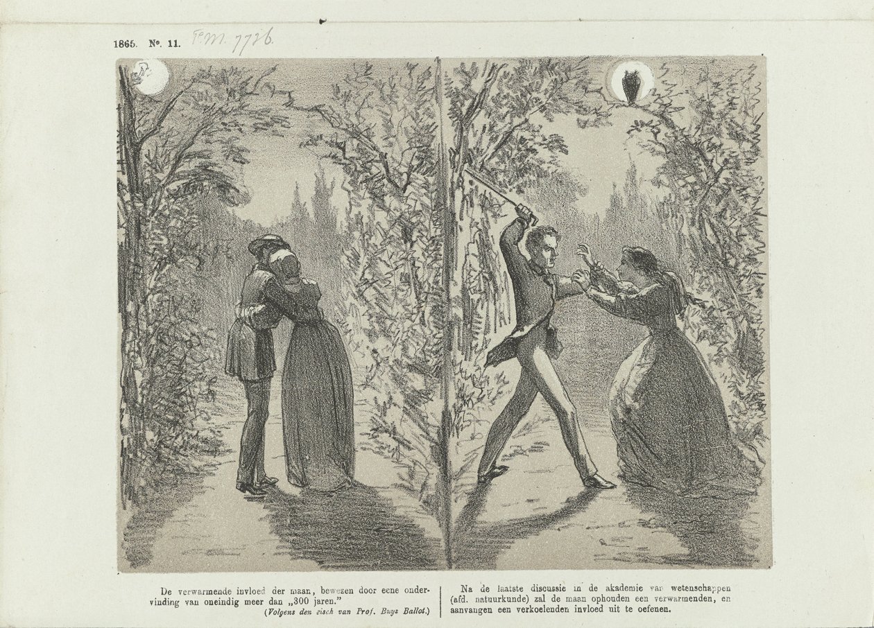 Ayın etkisi ile ilgili karikatür, 1865 by Johan Michaël Schmidt Crans