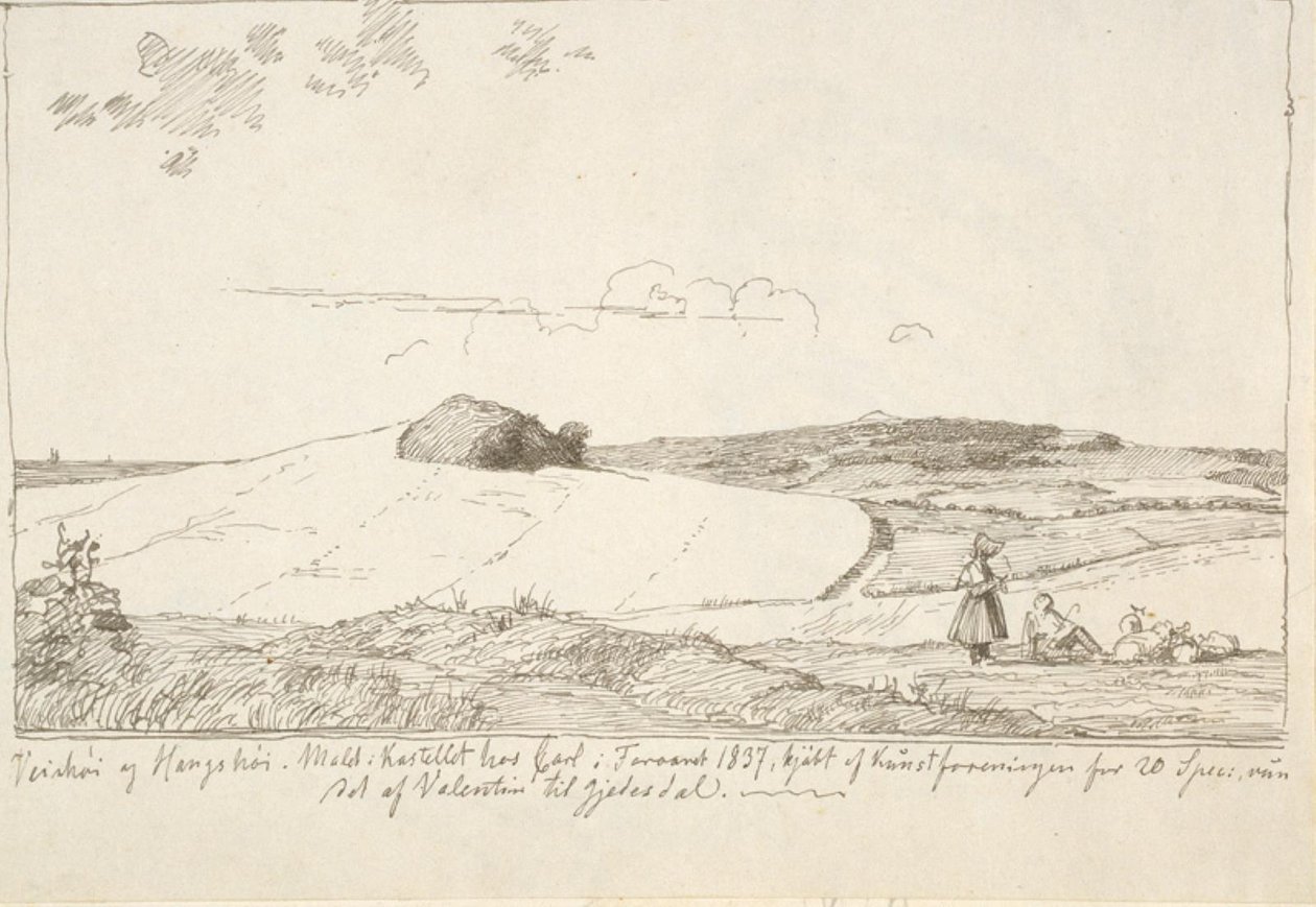 Zelanda manzara. Arka planda Vejrhøj, yapıştırılmış f.n. sayfa 6 by Johan Thomas Lundbye
