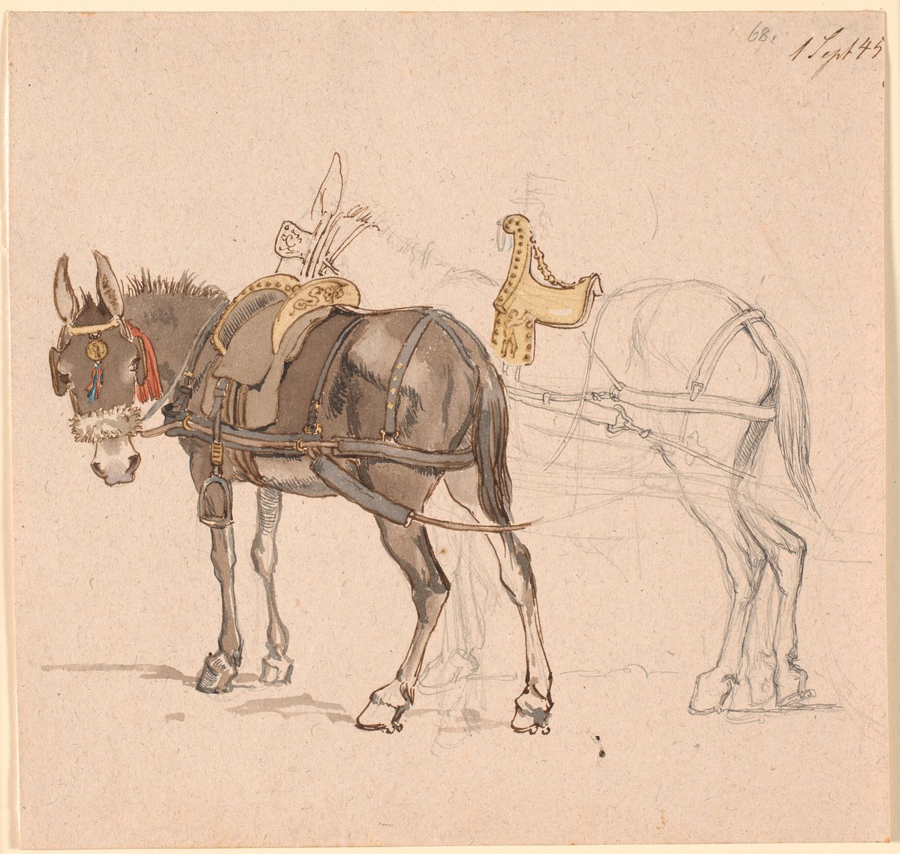 İki öngerilmeli katır by Johan Thomas Lundbye