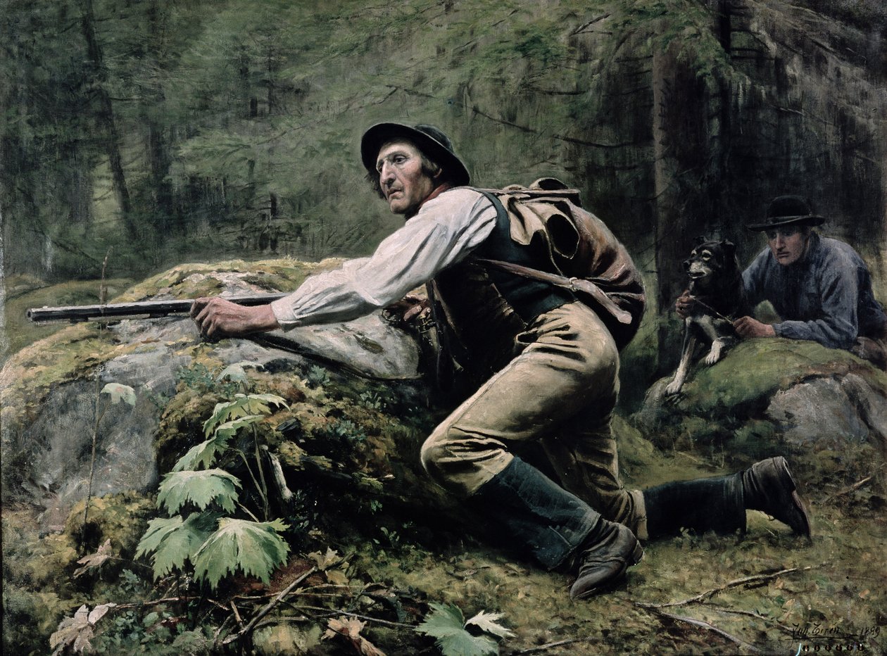 Elk Avı, 1889 by Johan Tiren