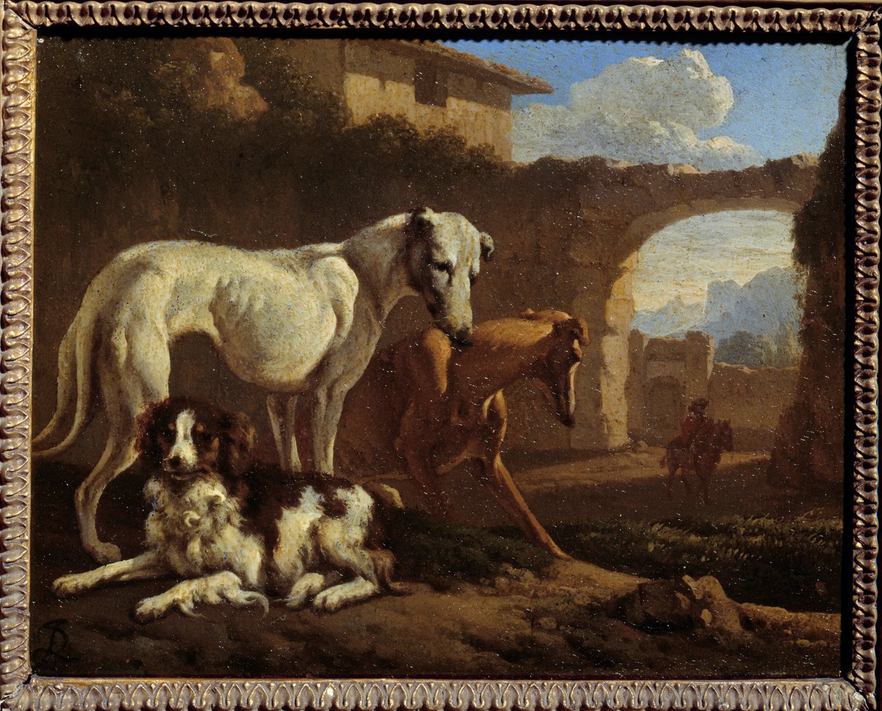 Spagneul ve maya. Jan Le Ducq (1627-1676) Ec. Bekle. by Johan le Ducq