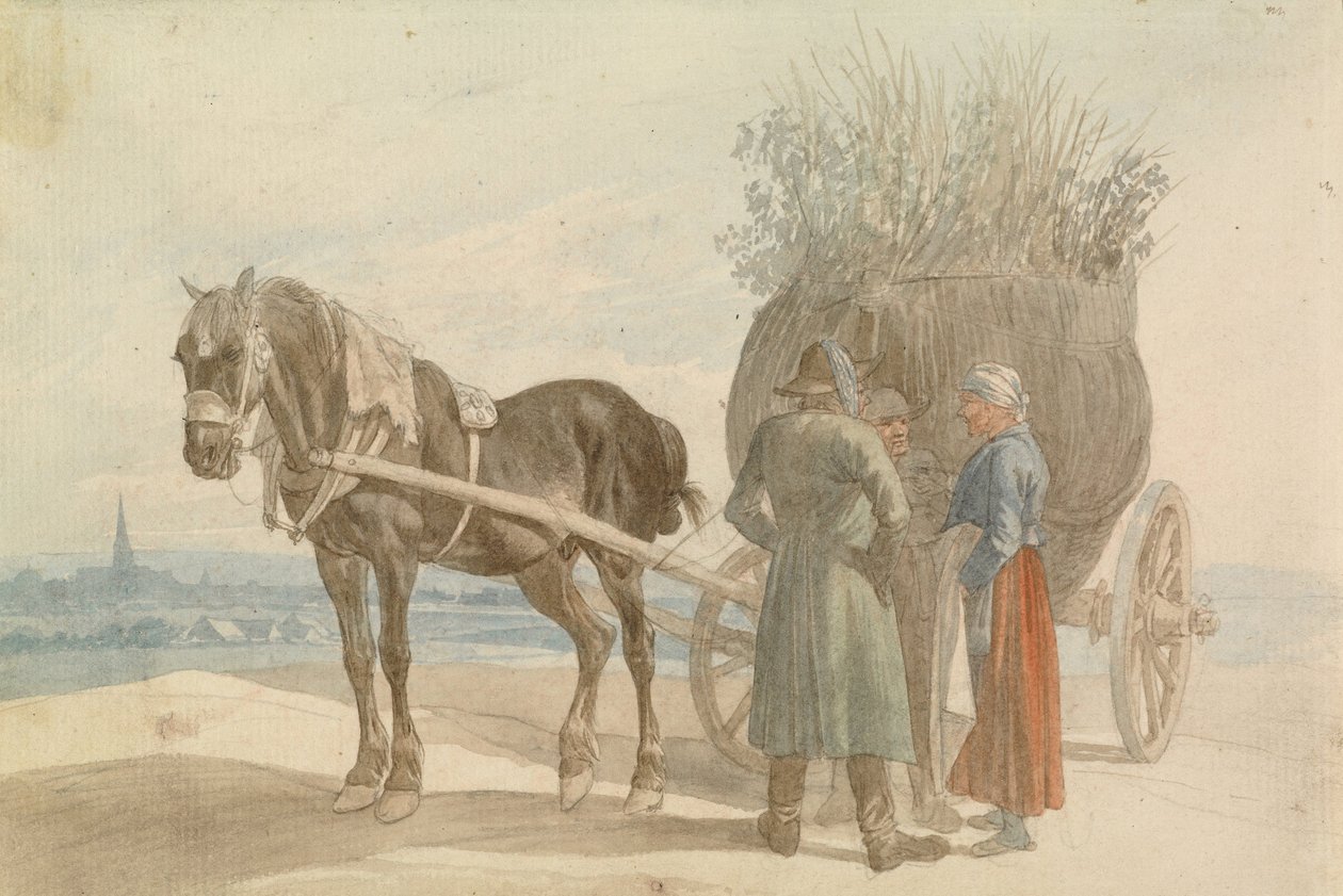 Avusturyalı Köylüler Atlı ve Arabalı, Viyana Uzakta by Johann Adam Klein
