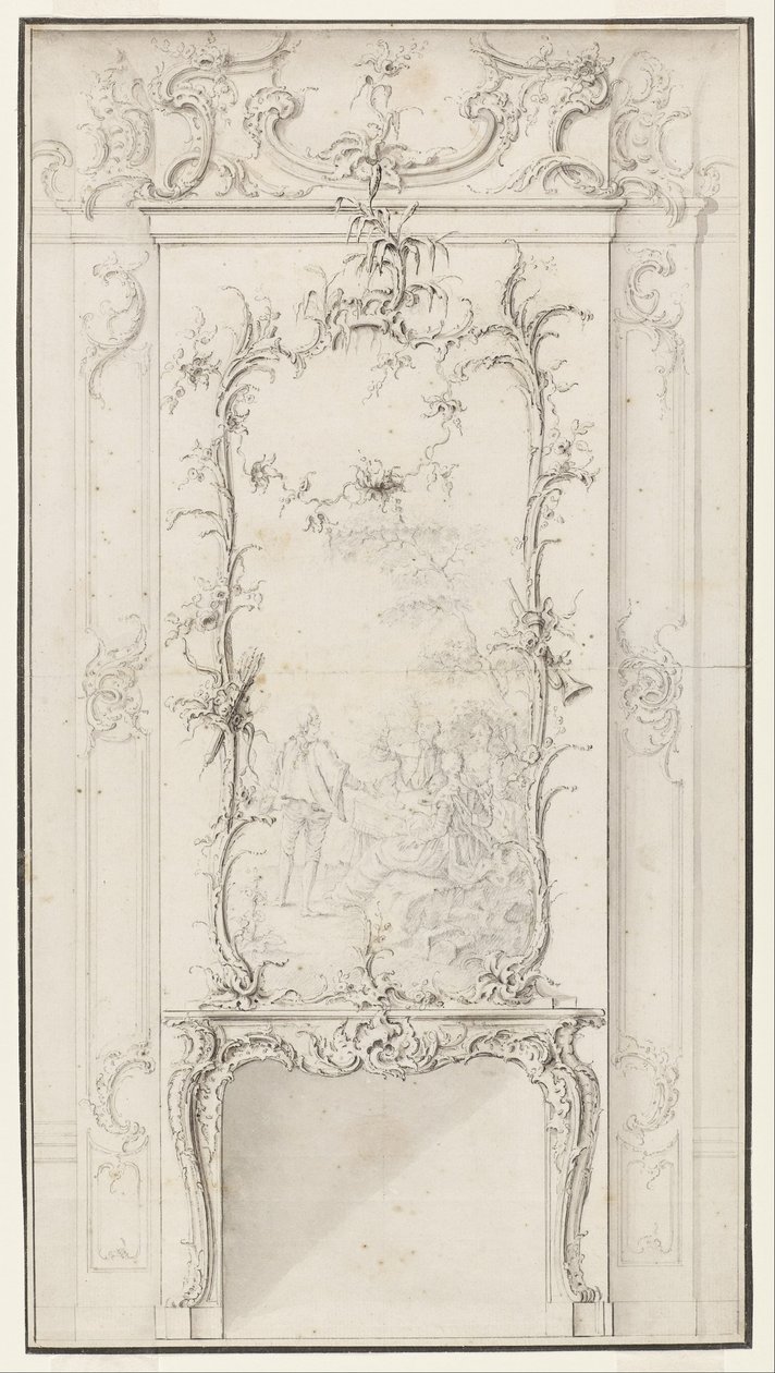 Şömineli Duvar Paneli Tasarımı by Johann August Nahl