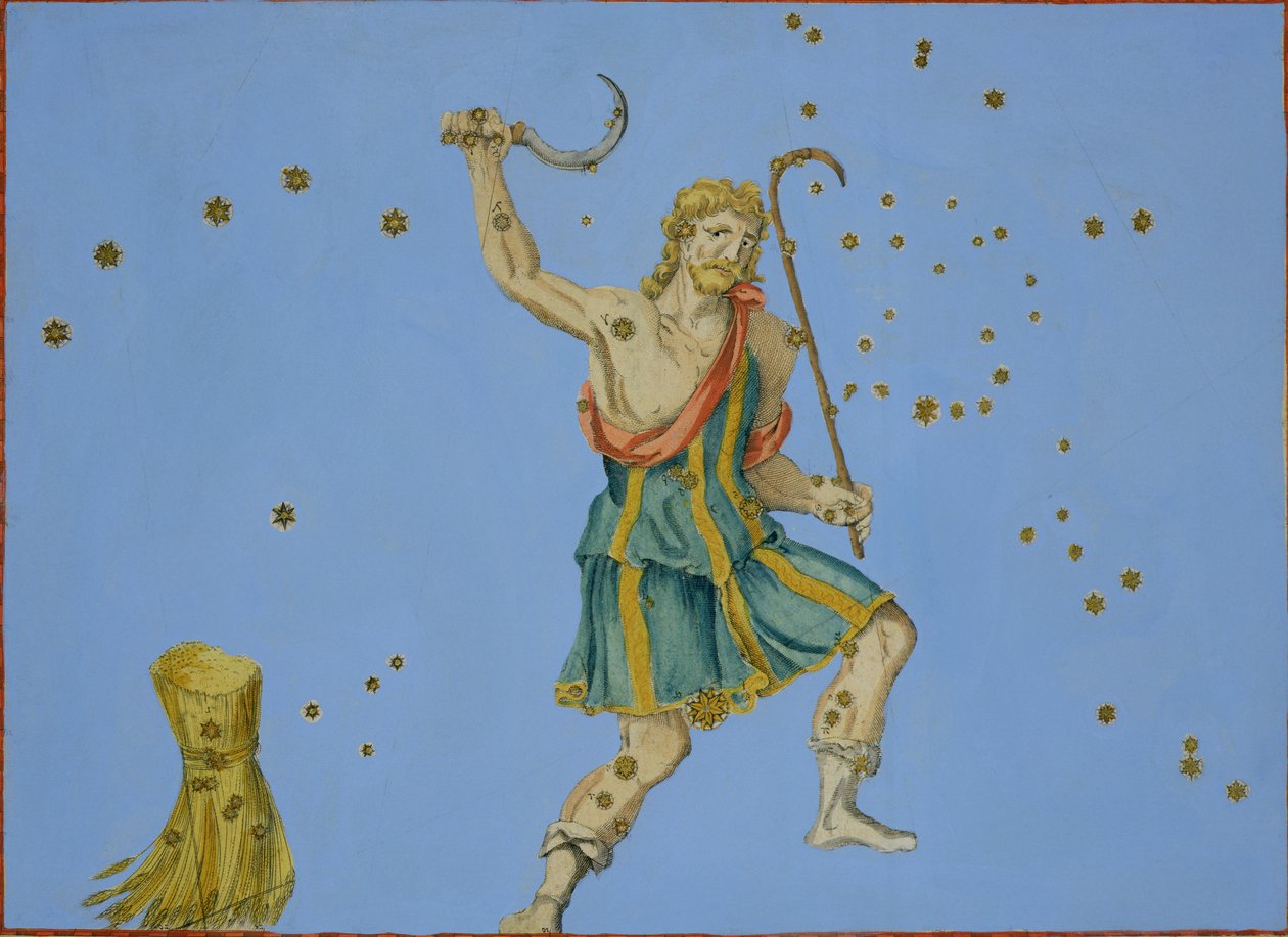 Johann Bayer tarafından 'Uranometria'dan Çoban Takımyıldızı, Alexander Mair (1559-c.1616) tarafından oyulmuş 1603 (el boyaması bakır gravür) by Johann Bayer