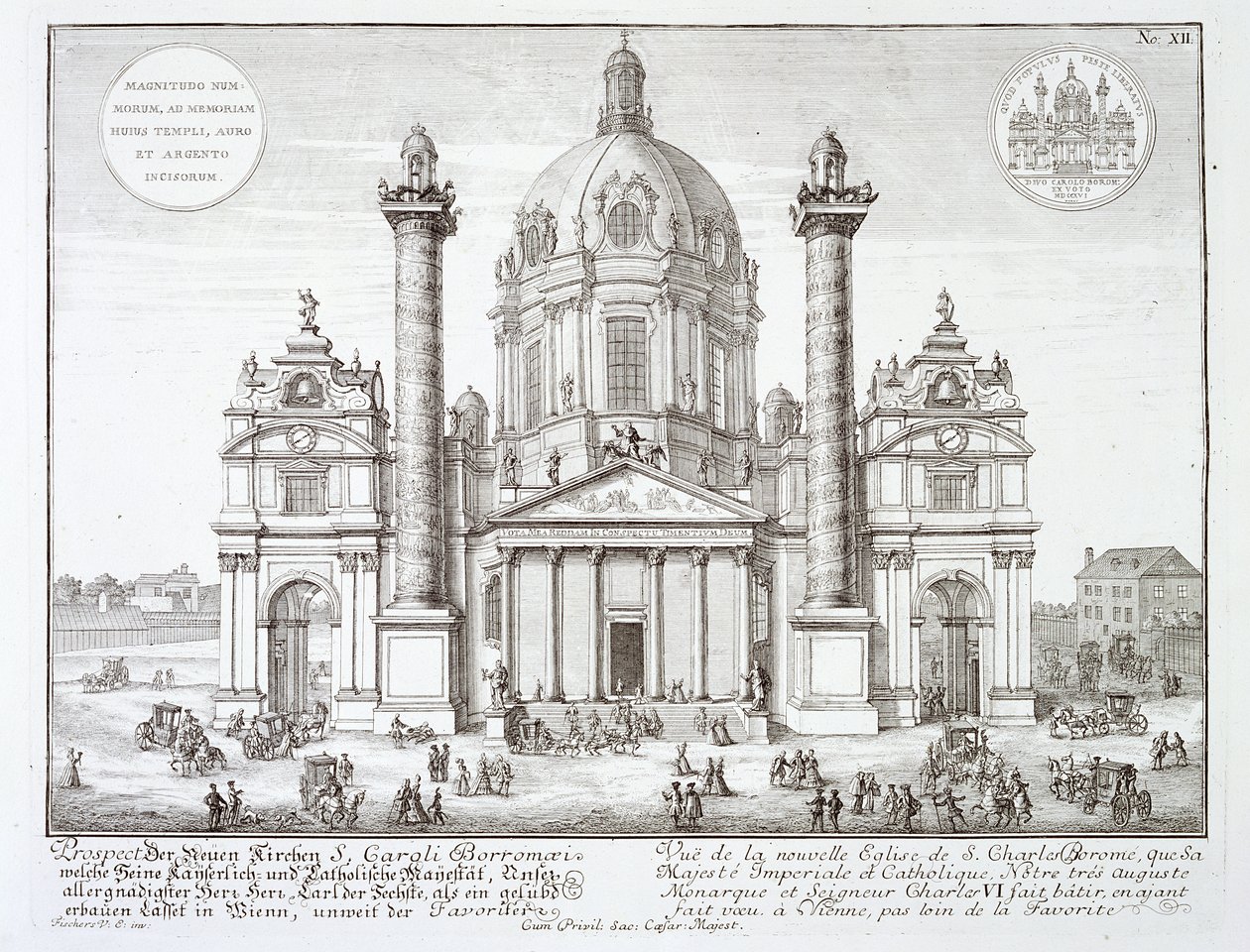 Aziz Charles Borromeo Kilisesi (1538-84), Viyana, Johann Adam Delsenbach (1687-1765), 1721 tarafından oyulmuş 