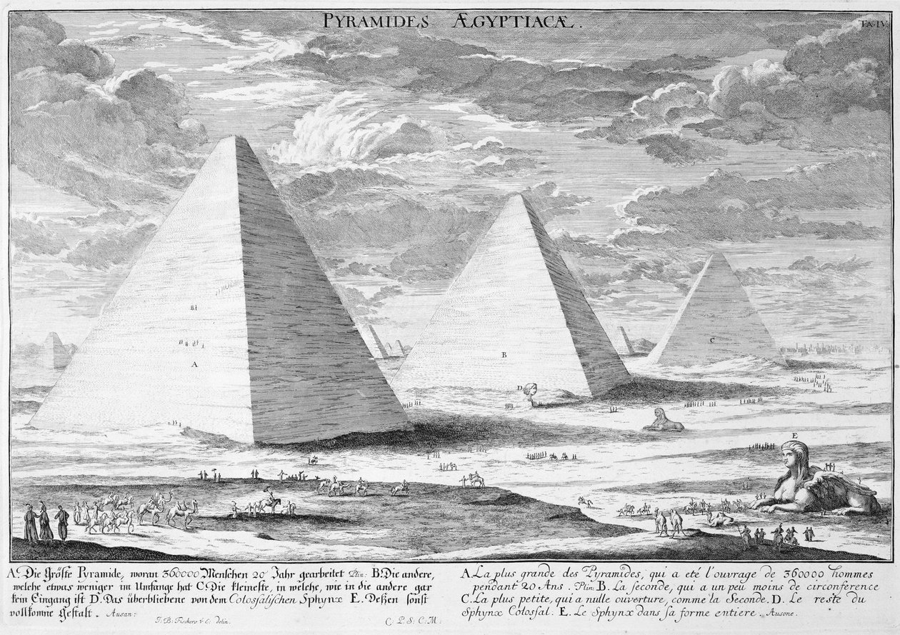 Mısır Piramitleri, Johann Adam Delsenbach (1687-1765) 1721 tarafından kazınmış 