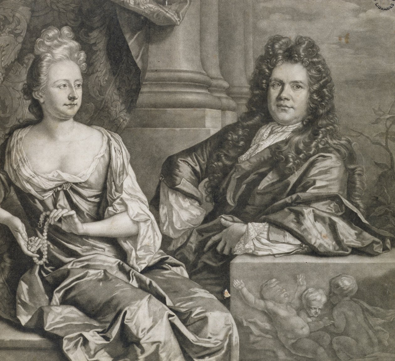 Bay ve Bayan Gibbons, John Smith tarafından oyulmuş (mezzotint gravür) by Johann Closterman