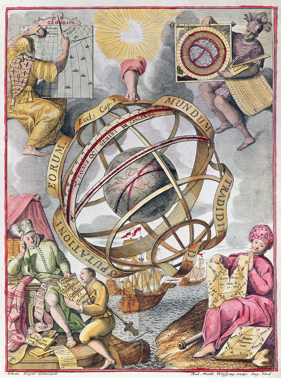 Astronomi renkli gravür by Johann Degler
