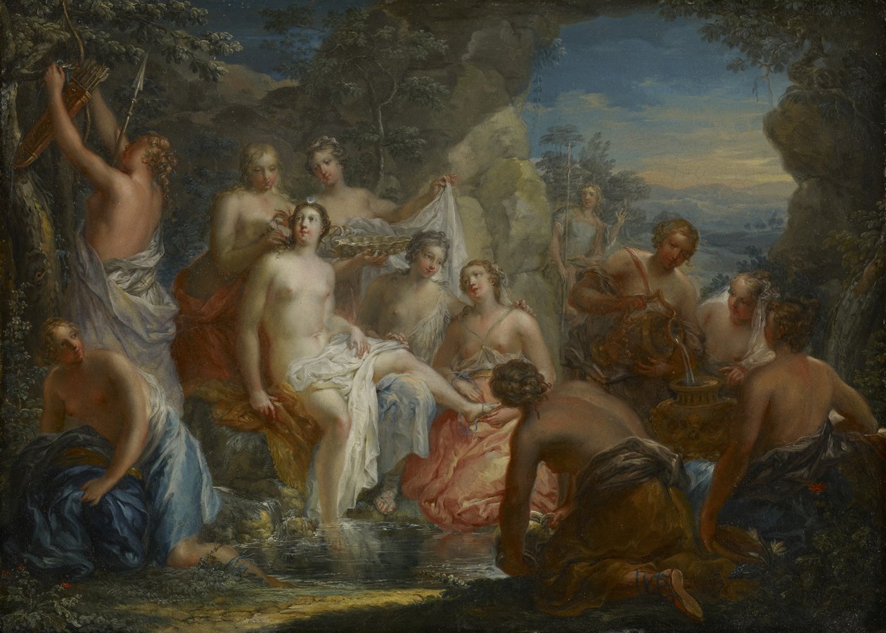 Diana Hamamı, c.1730 (bakır üzerine yağlı boya) by Johann Georg Platzer